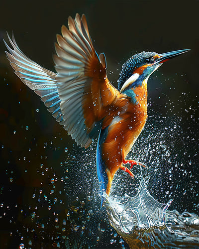 Oiseau Volant et Eau Broderie Diamant