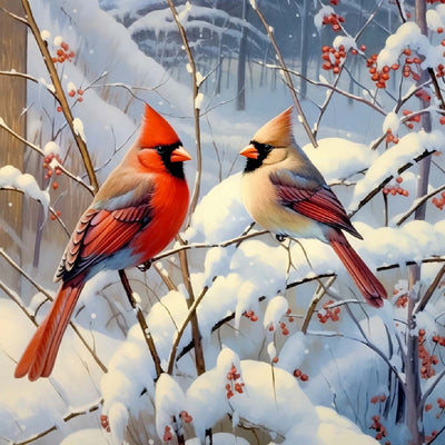 Oiseaux dans la Neige Broderie Diamant