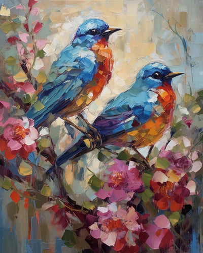 Oiseaux et Fleurs Style Peinture à l’Huile Broderie Diamant
