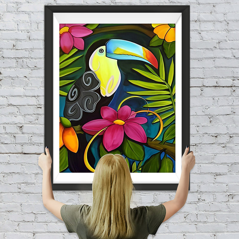 Oiseaux Toucan Toco Dessiné Broderie Diamant