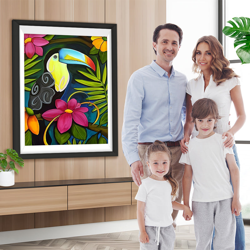Oiseaux Toucan Toco Dessiné Broderie Diamant