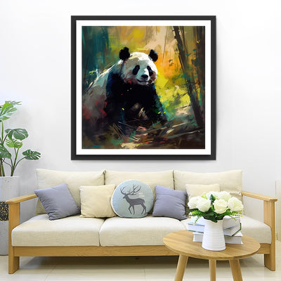 Panda dans la Forêt de Bambous Broderie Diamant