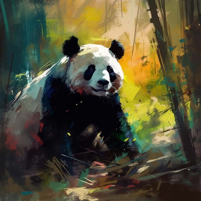 Panda dans la Forêt de Bambous Broderie Diamant