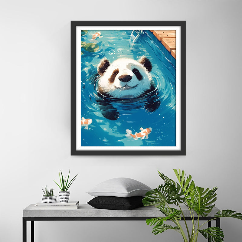 Panda dans la Piscine Broderie Diamant