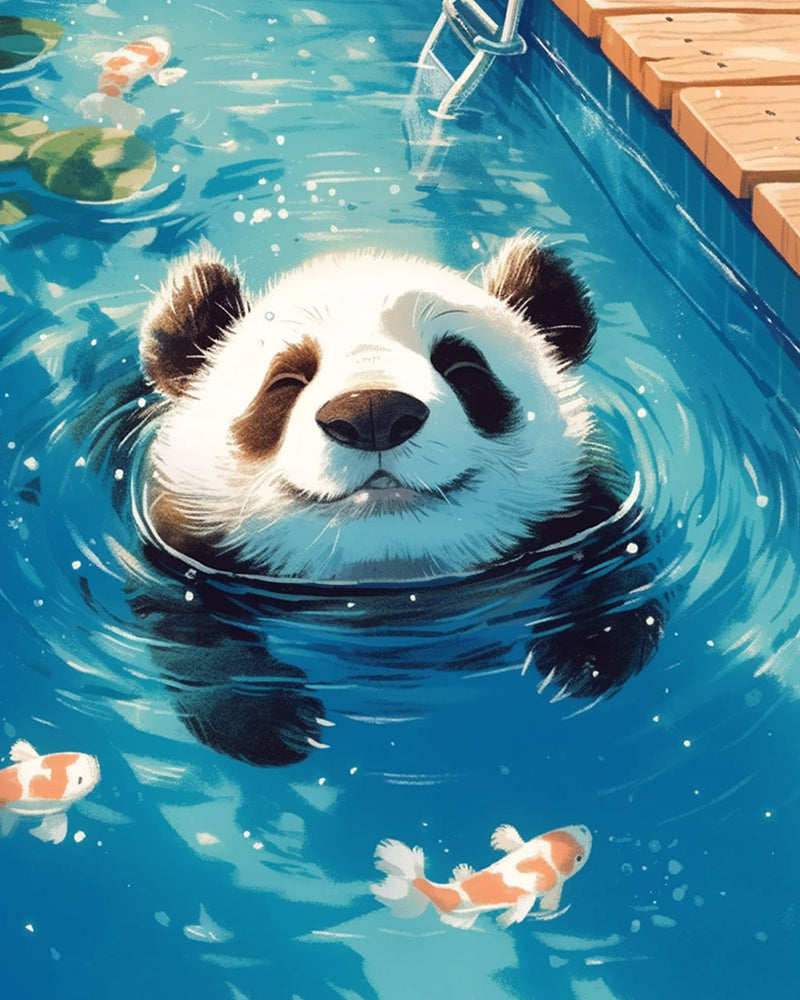 Panda dans la Piscine Broderie Diamant