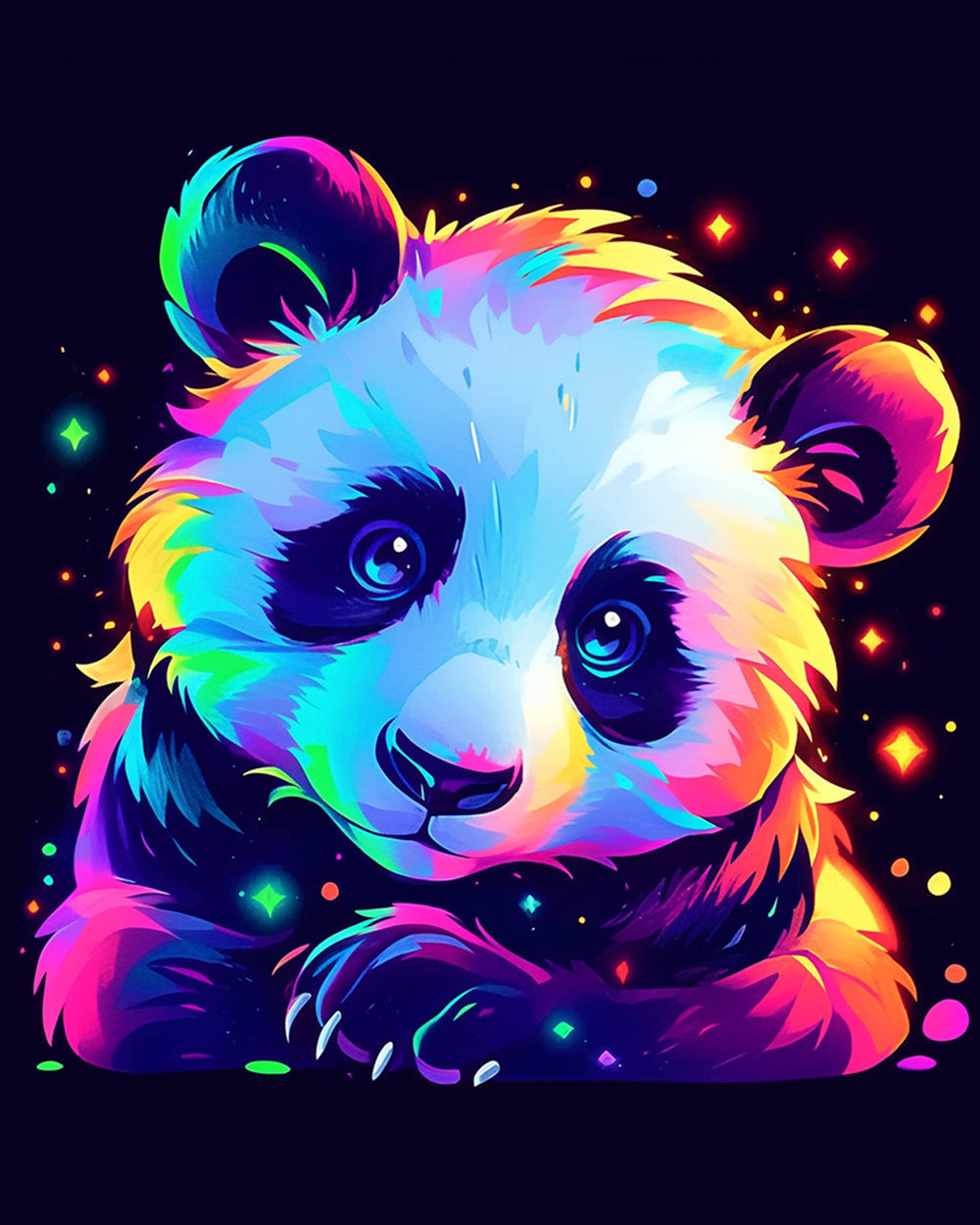 Panda Dessin Animé dans l’Obscurite Broderie Diamant