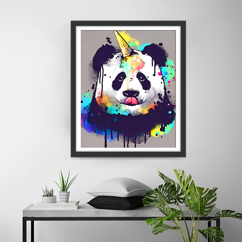 Panda Mignon et Glace Broderie Diamant