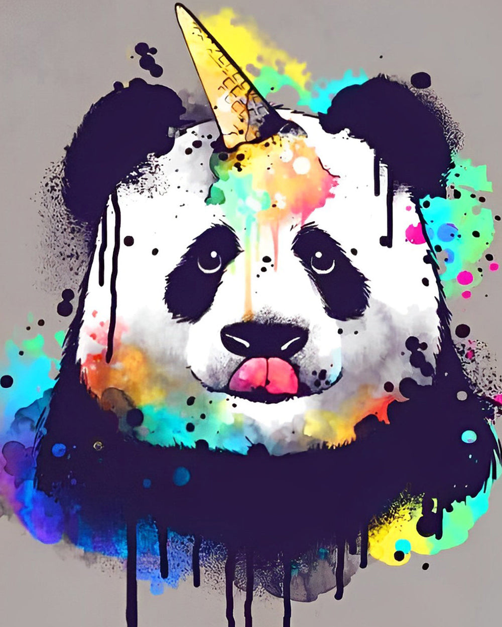 Panda Mignon et Glace Broderie Diamant