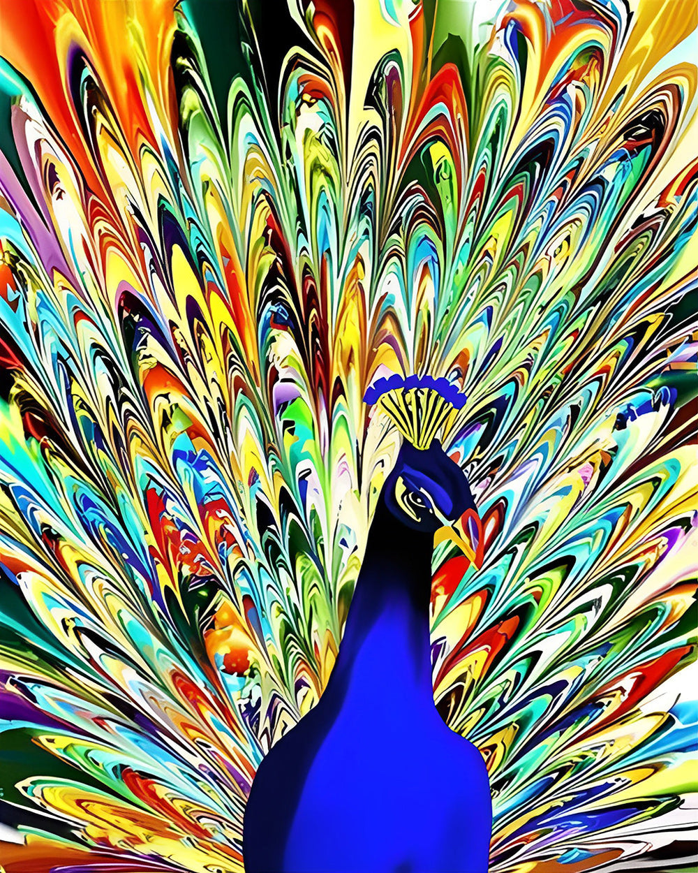 Paon en Pleine Floraison Broderie Diamant