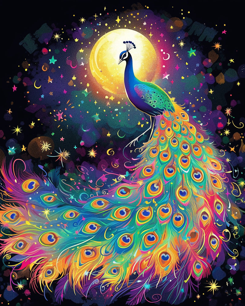 Paon et Lune Broderie Diamant