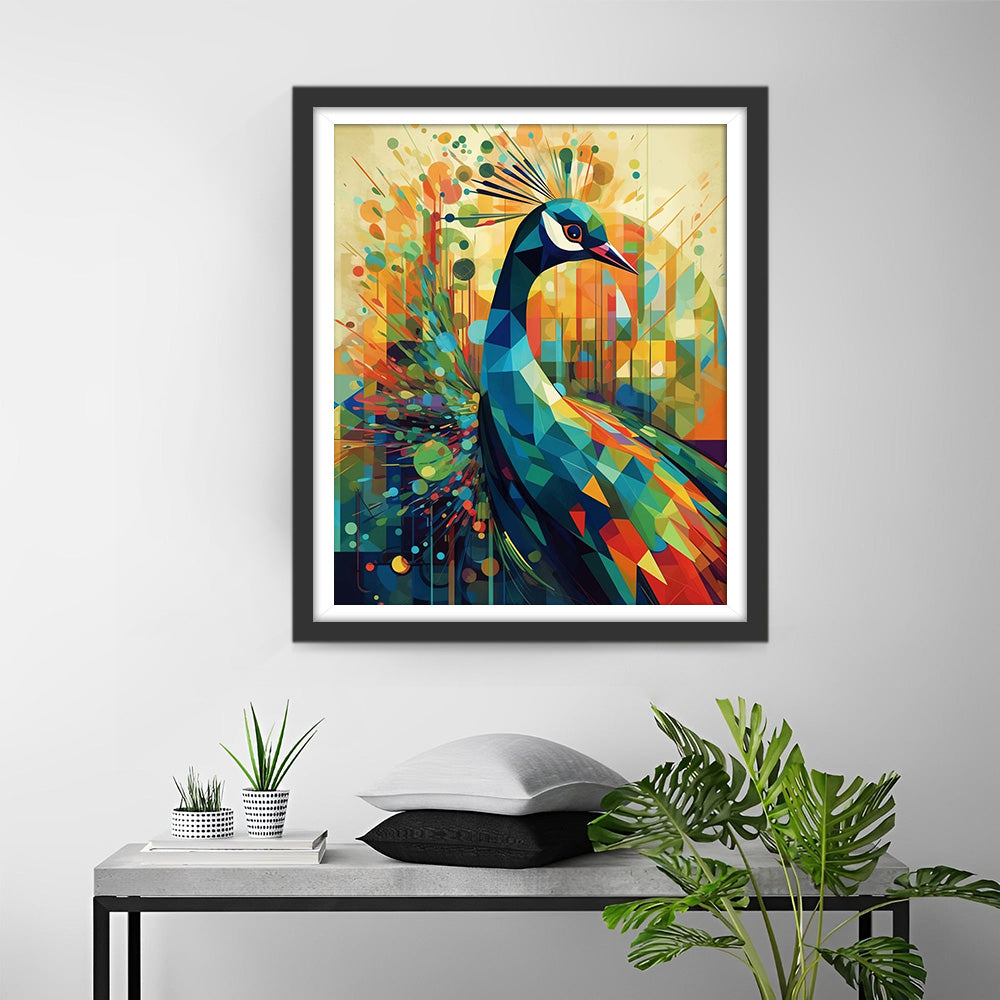 Paon Geometrique Abstrait Broderie Diamant