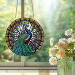 Paon Magnifique Bleu-Vert en Acrylique Pendentif Broderie Diamant