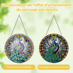Paon Magnifique Bleu-Vert en Acrylique Pendentif Broderie Diamant