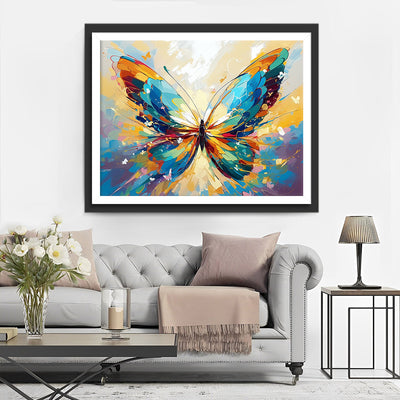Papillon Bleu et Jaune Broderie Diamant
