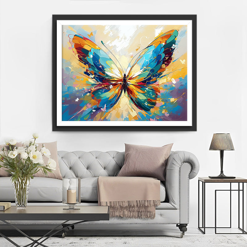 Papillon Bleu et Jaune Broderie Diamant