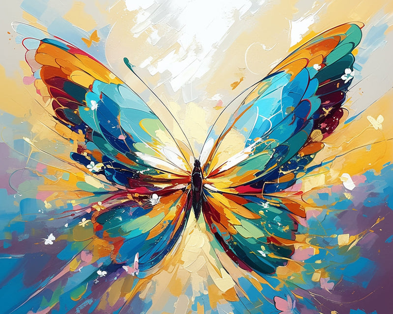 Papillon Bleu et Jaune Broderie Diamant
