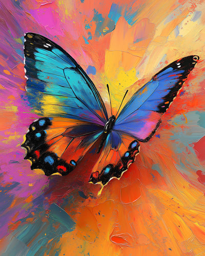 Papillon Coloré en Vol Broderie Diamant