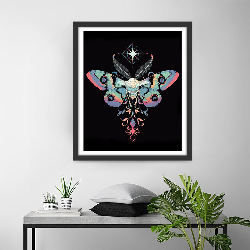 Papillon de Nuit Volant et Étoile Broderie Diamant