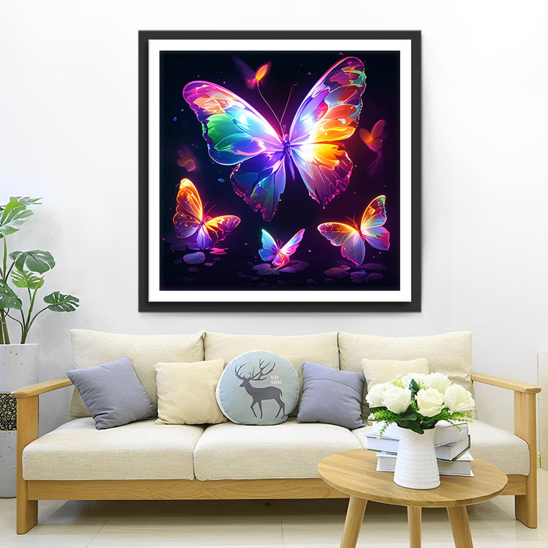 Papillons Brillants dans le Noir Broderie Diamant