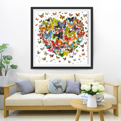 Papillons en Forme de Cœur Abondants Broderie Diamant