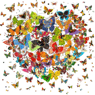 Papillons en Forme de Cœur Abondants Broderie Diamant