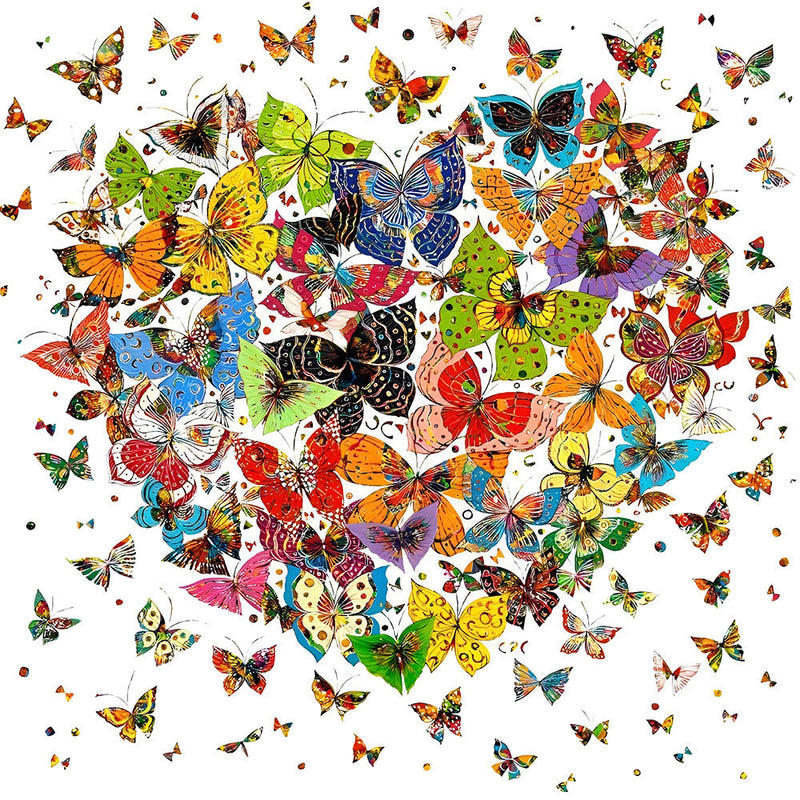 Papillons en Forme de Cœur Abondants Broderie Diamant