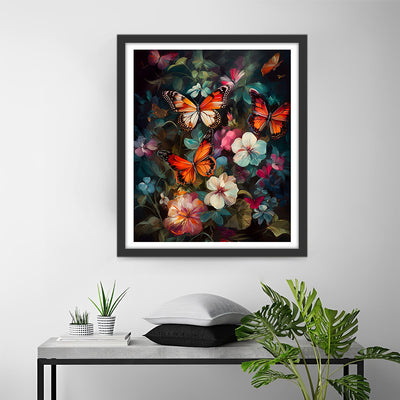 Papillons et Fleurs Broderie Diamant