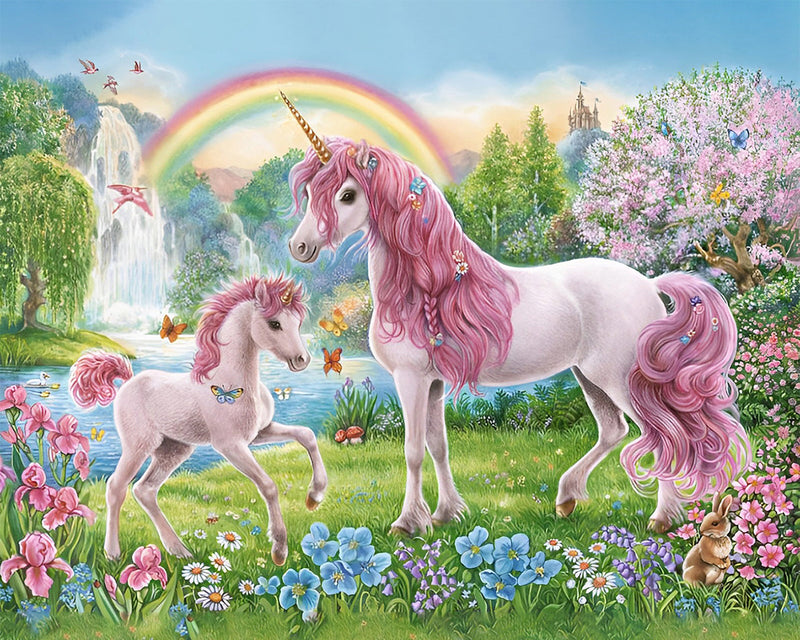 Paradis Arc-en-Ciel des Licornes Broderie Diamant