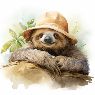 Paresseux avec un Chapeau Broderie Diamant