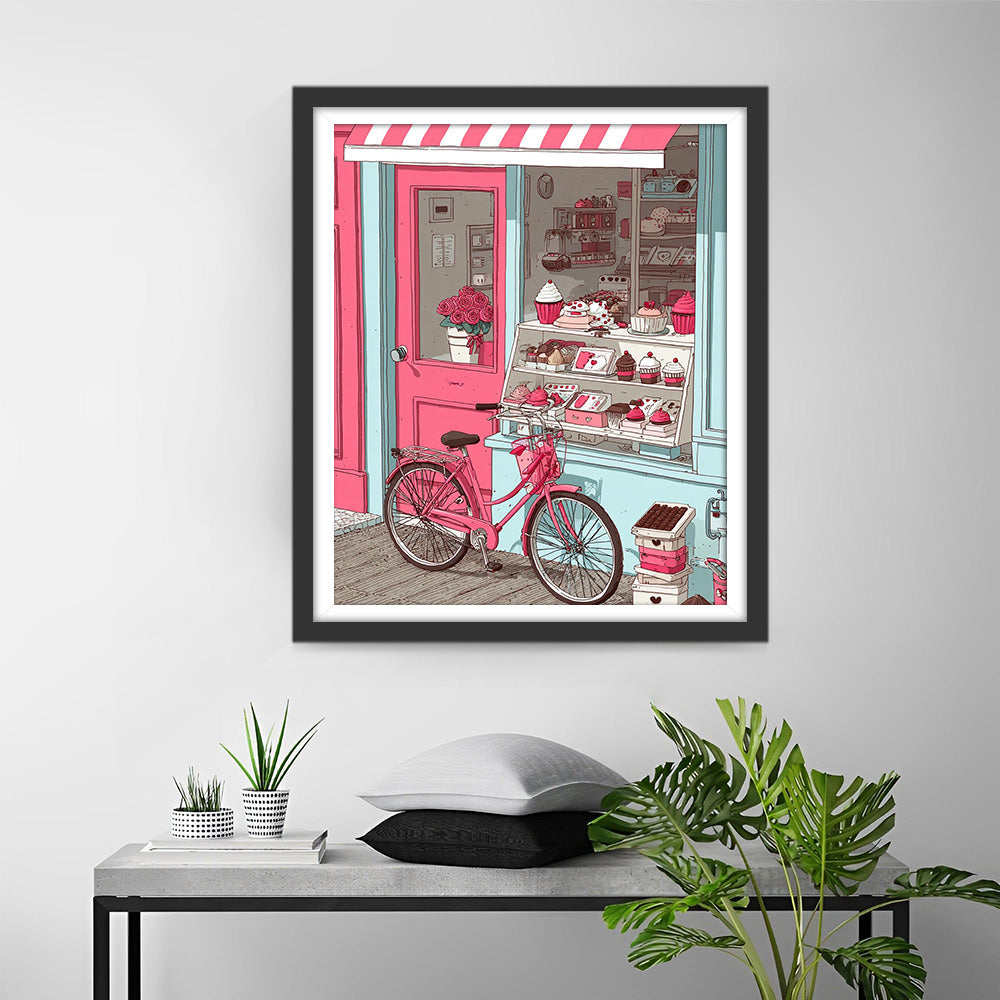 Pâtisserie Rose et Vélo Broderie Diamant