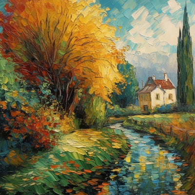 Paysage d'Été à la Campagne Broderie Diamant