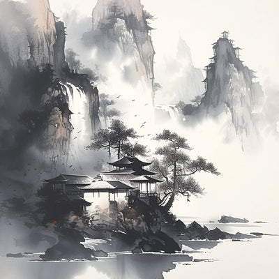 Peinture à l'Encre des Montagnes Broderie Diamant