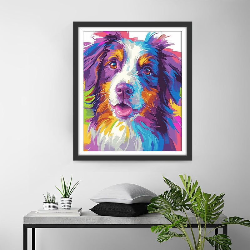 Peinture Aquarelle Colorée de Chien Broderie Diamant