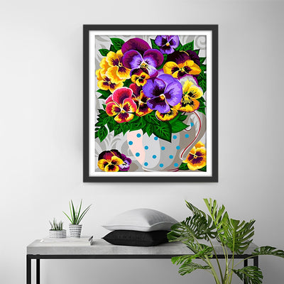 Pensee Violette et Jaune Broderie Diamant