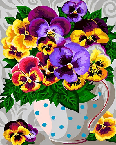 Pensee Violette et Jaune Broderie Diamant