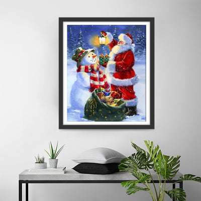 Père Noël, Bonhomme de Neige et Cadeaux de Noël Broderie Diamant
