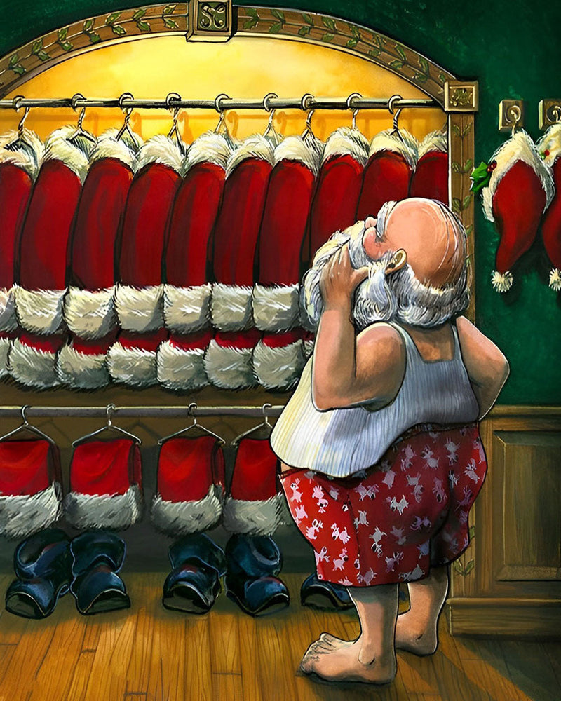 Père Noël Choisit Son Costume Broderie Diamant
