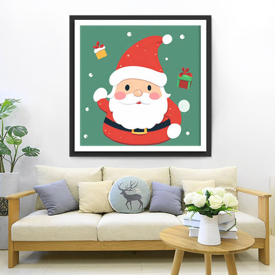 Père Noël Dessin Animé en Vêtements Rouges Broderie Diamant