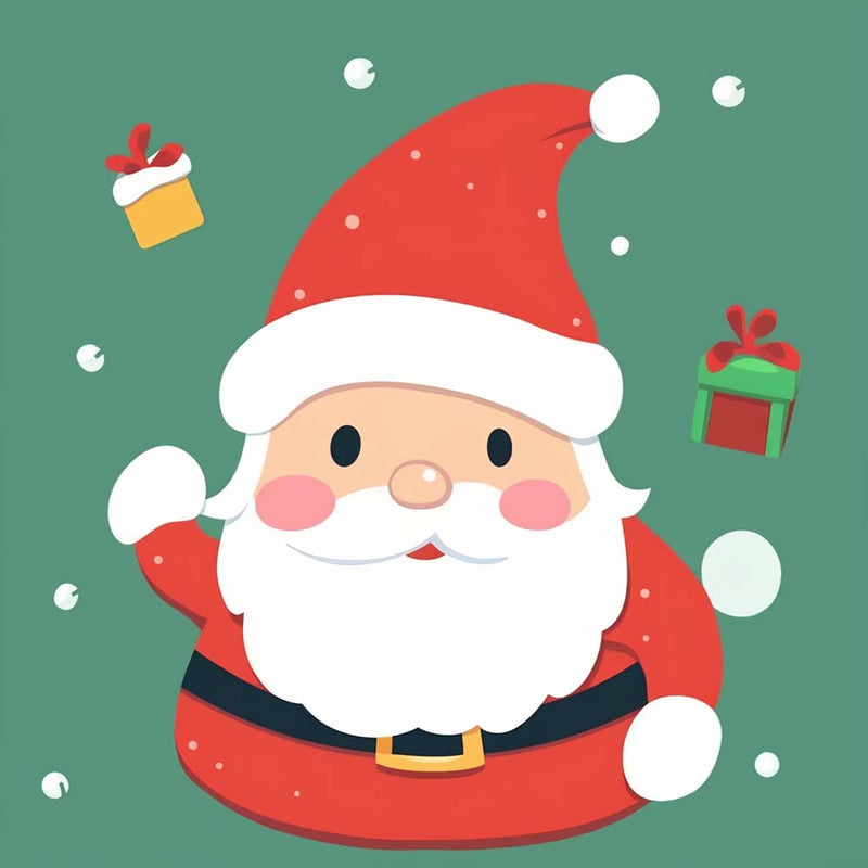 Père Noël Dessin Animé en Vêtements Rouges Broderie Diamant