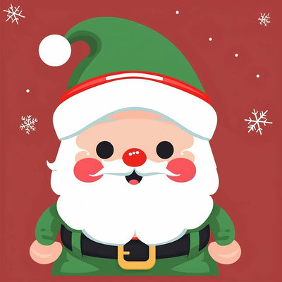 Père Noël Dessin Animé en Vêtements Verts Broderie Diamant