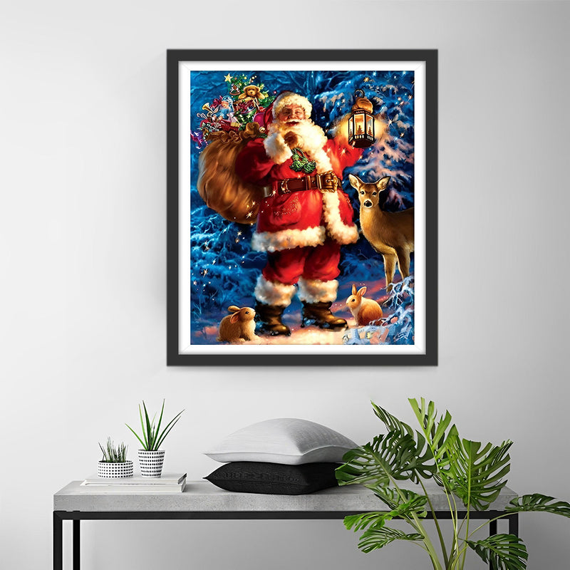 Père Noël, Lapin et Élan Broderie Diamant