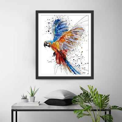 Perroquet Bleu et Orange Broderie Diamant