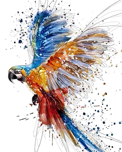 Perroquet Bleu et Orange Broderie Diamant