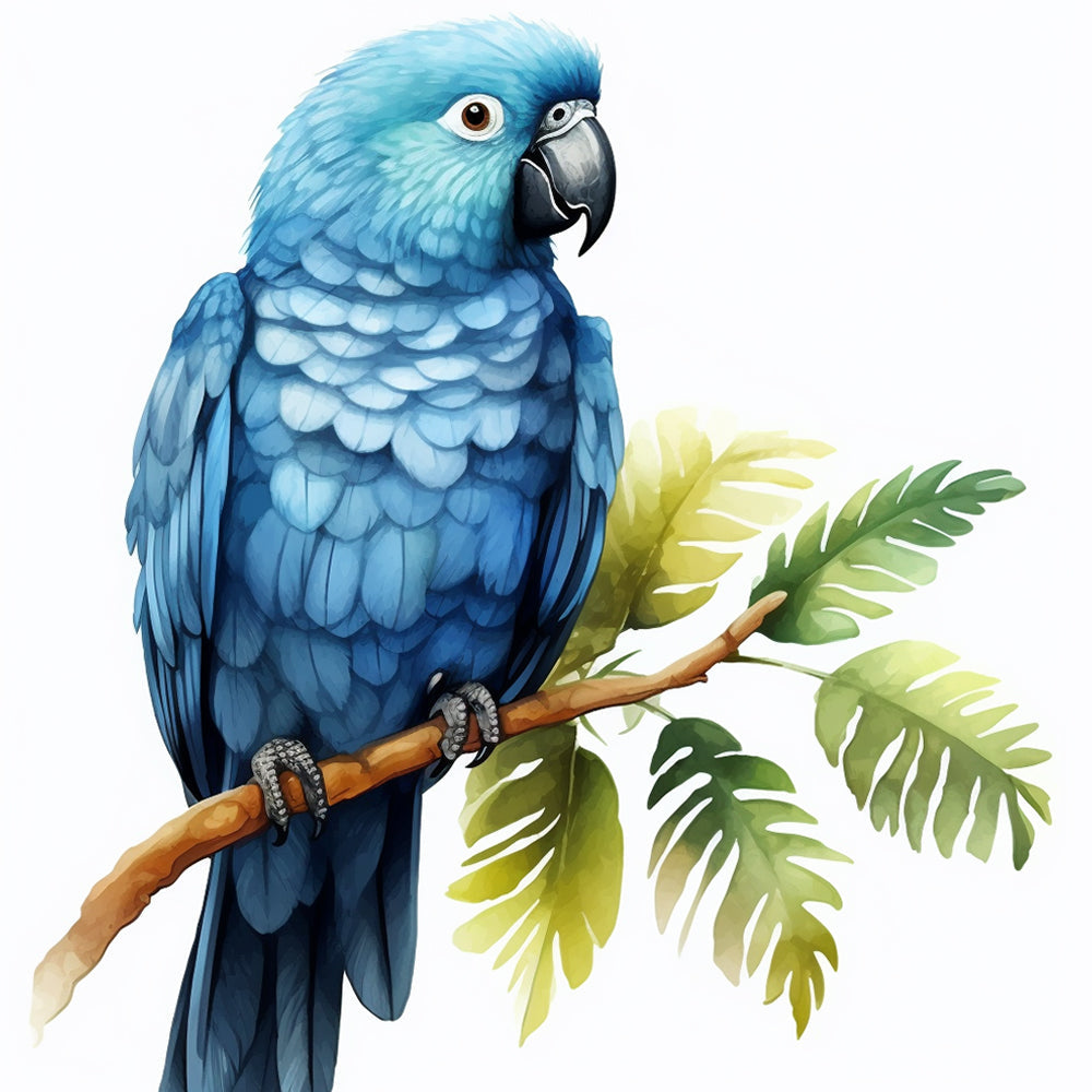 Perroquet Bleu sur une Branche Broderie Diamant