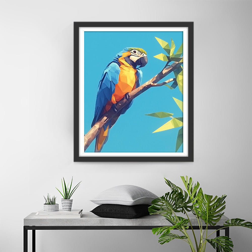 Perroquet Geometrique Abstrait Broderie Diamant