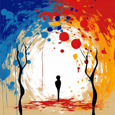 Personnes et Arbre Abstraits Broderie Diamant