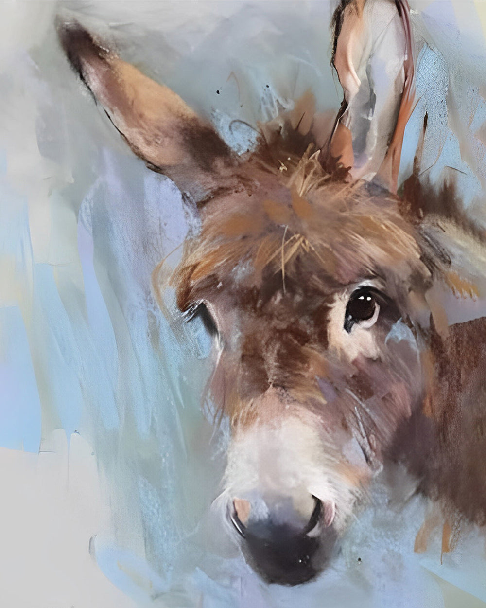 Petit Âne Gris Curieux Broderie Diamant