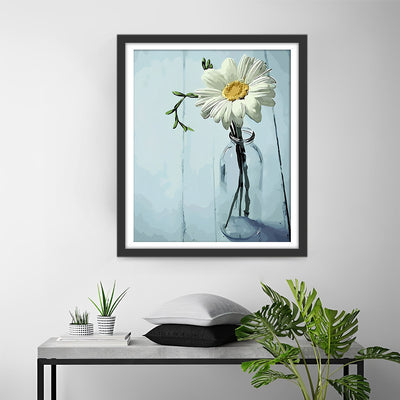 Petit Chrysanthème Blanc Broderie Diamant