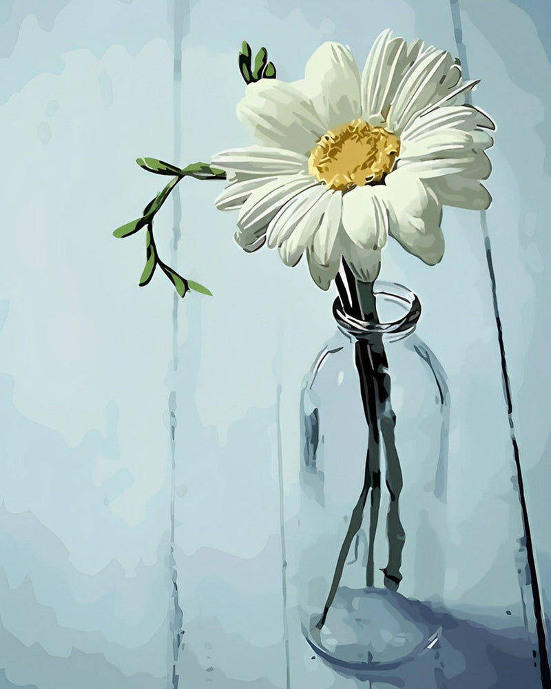 Petit Chrysanthème Blanc Broderie Diamant