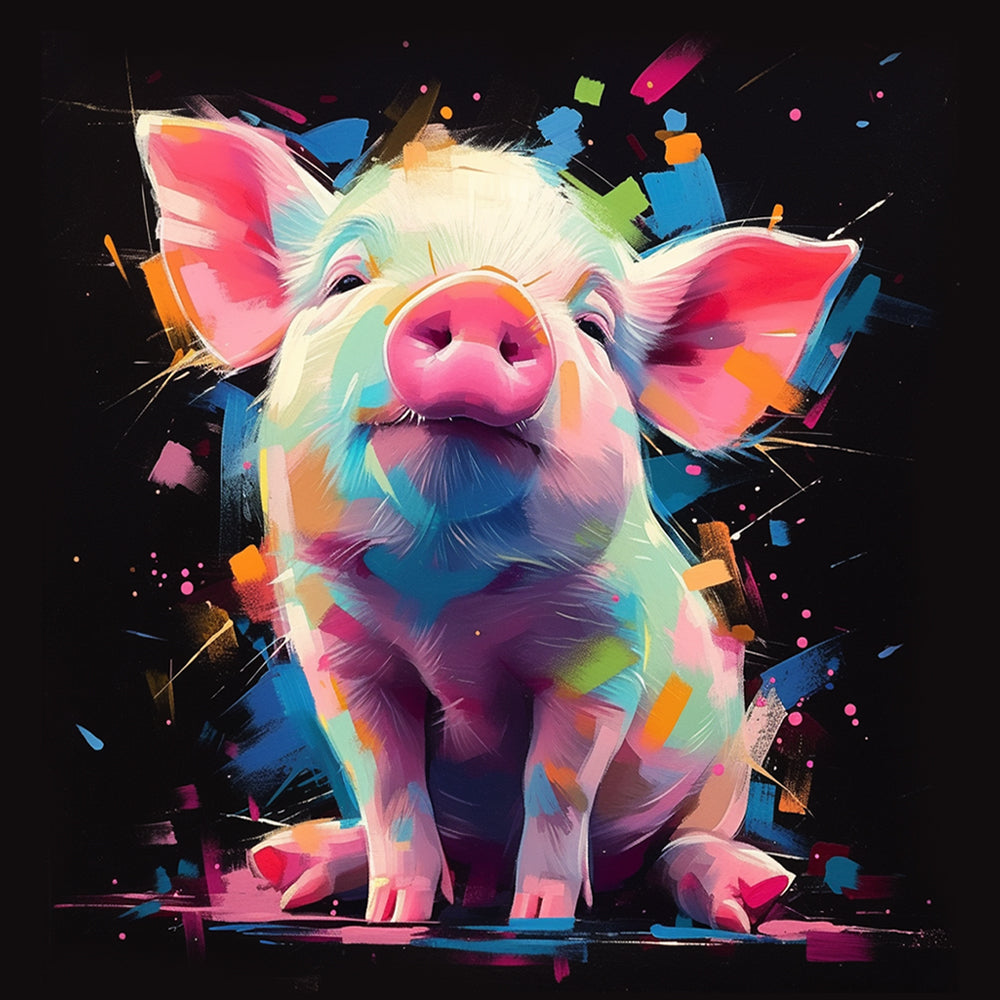 Petit Cochon Rose Fièrement Dresse Broderie Diamant